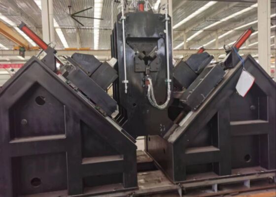 9 Axes CNC Angle Line Machine For Drilling Stamping Of Large Dimension Angle Steel Up To 14m Length